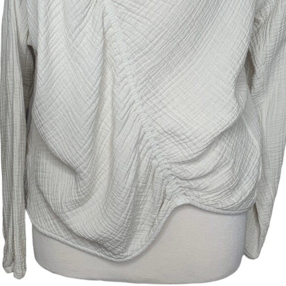 Raquel Allegra White Slubed Cotton Size 1 Women’s Oversized Boho Pullover Top - Picture 7 of 8